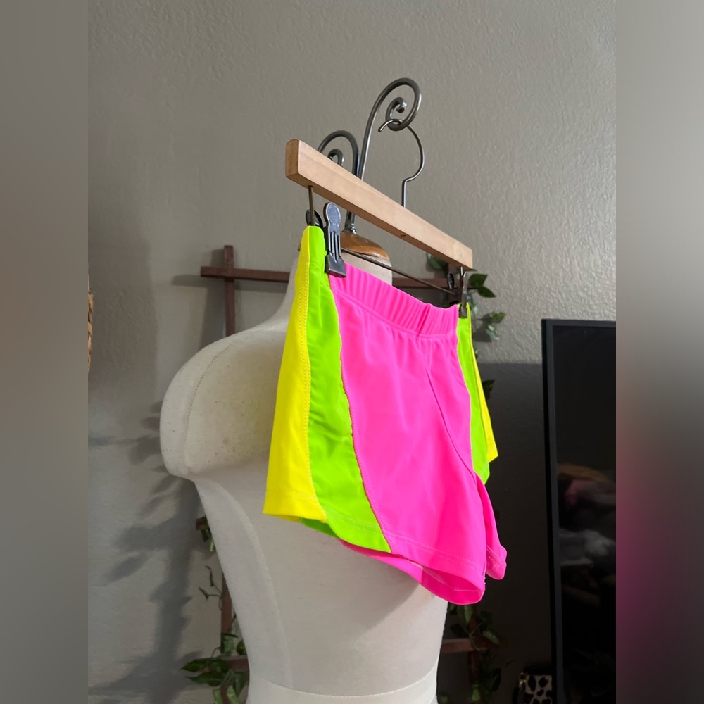 Rufskin Gabrio Neon Colorblock Swim Shorts Pink Yellow Green Stretch Trunks - Picture 4 of 11